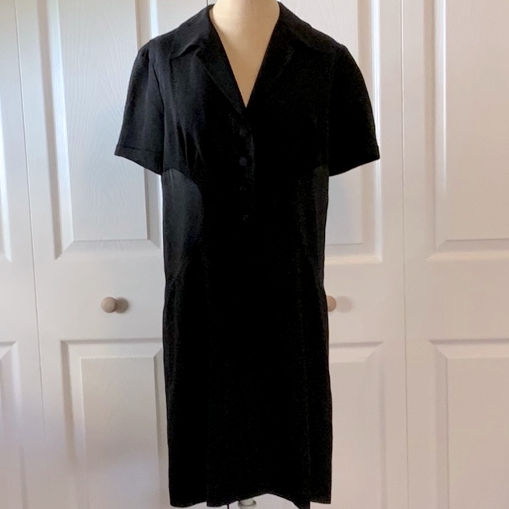Cheap and Chic by Moschino Black Sheath Midi Dress with Notched Collar